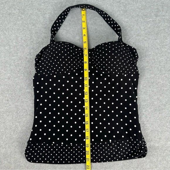 Energie Polka Dot Halter Top Womens XL Black & White Stretch Attached Bra Retro - Picture 13 of 15